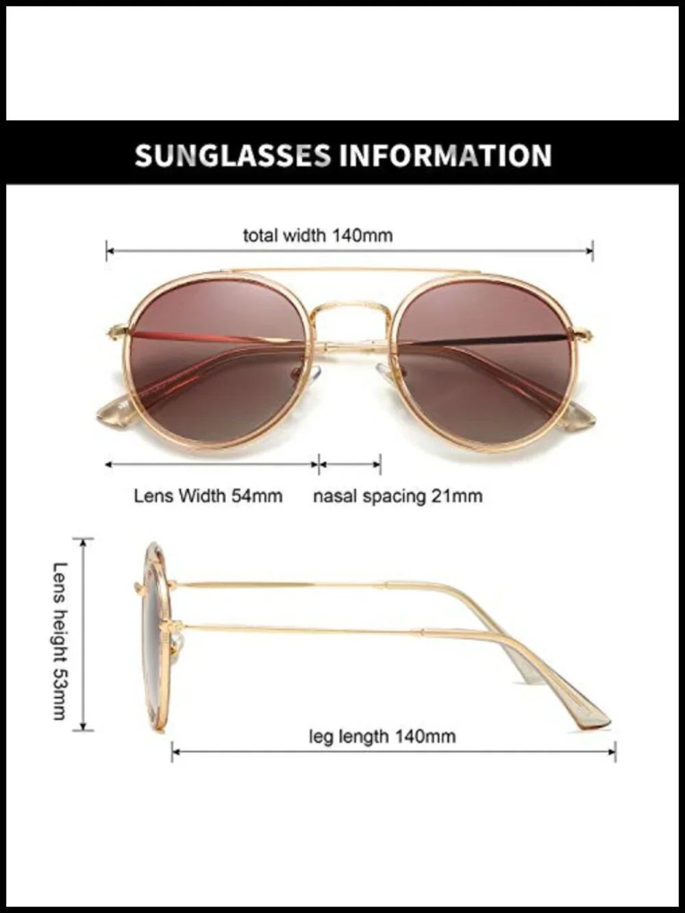 Small Round Double Bridge Sunglasses Polarized UV Protection Metal Frame